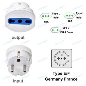 <span class=keywords><strong>Adaptateur</strong></span> de voyage Allemagne <span class=keywords><strong>France</strong></span> vers <span class=keywords><strong>Italie</strong></span> 10A/16A 250V Convertisseur de prise de courant pour <span class=keywords><strong>Italie</strong></span> Chili Prise électrique - Product Image 4