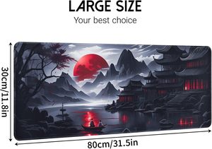 Grand tapis de souris pour jeux, tapis de souris noir anime avec bords cousus, tapis de bureau extensible et cool adapté au bureau à domicile, 31,5 <span class=keywords><strong>x</strong></span> 11,8 pouces - Product Image 4