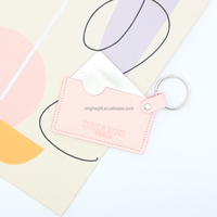 Porte-clés miroir de maquillage en cuir PU transparent rose, résistant aux rayures, avec logo personnalisé en relief, idéal comme cadeau promotionnel