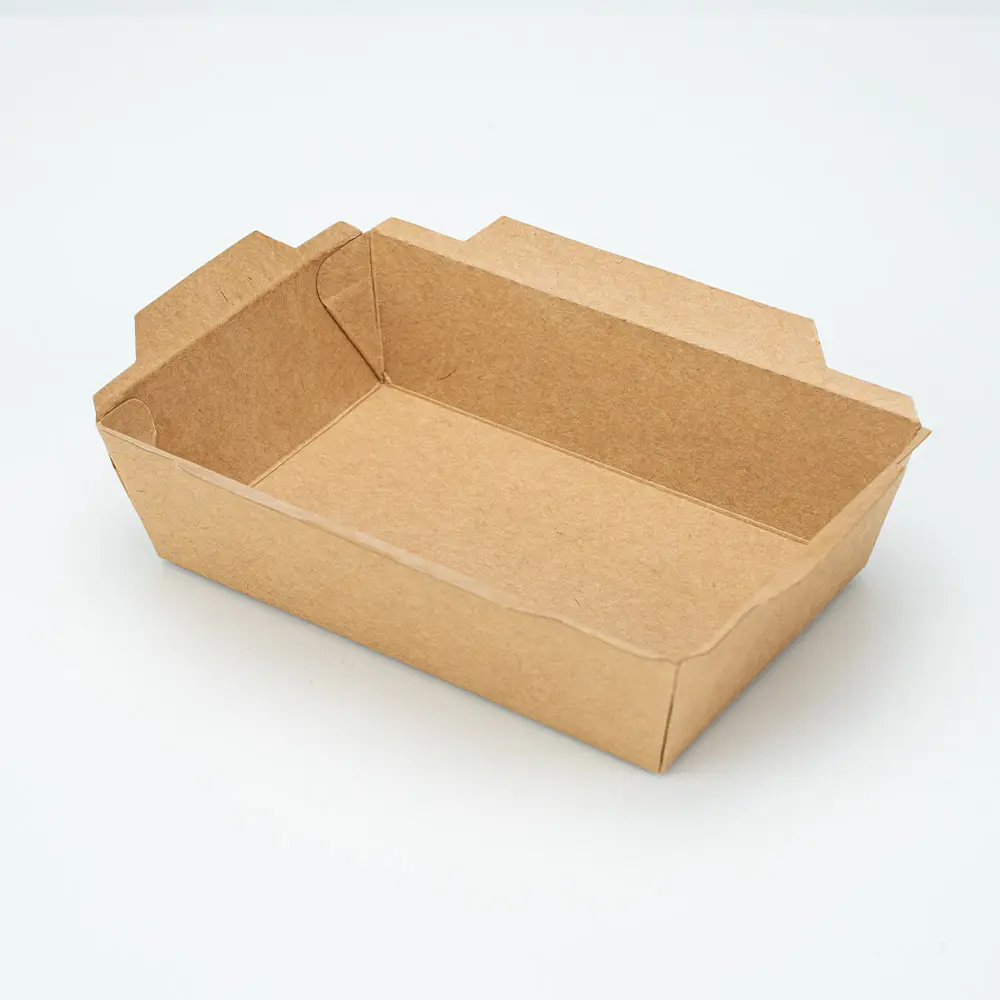 Caixa retangular de frutas para viagem, papel kraft, almoço Bento Salada, embalagem com tampa transparente para animais de estimação, atacado