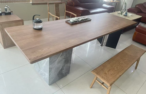 Piani da cucina allungabili a più tavoli e armadi quadrati con piano superiore e mobili in pietra gambe geometriche triangolari con Sidecabinet - Product Image 3