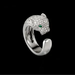 Yiwu новейшие ювелирные изделия для вечеринок из стерлингового серебра 925 пробы регулируемое леопардовое кольцо с полным алмазом