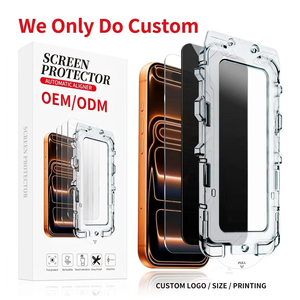 Protection d'écran de confidentialité 9H personnalisée avec logo OEM pour iPhone 17 ProMax en verre trempé anti-espion avec outil d'alignement automatique et installation facile - Product Image 1