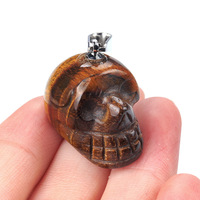 Pendentif Tête de Fantôme en Agate Sculptée de 1 Pouce, Petite Tête d'Os, Décoration d'Halloween, Bijou en Pierre Naturelle, Vente en Gros