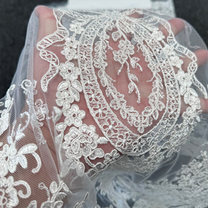 <span class=keywords><strong>Tissu</strong></span> en dentelle de tulle brodé de fleurs blanches GCW-ACU120776 pour robe de mariée - Product Image 5