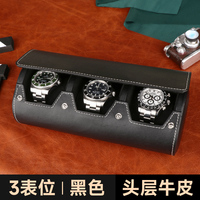Boîte de voyage pour montres en cuir véritable vert et noir de haute qualité, 3 emplacements, souple, logo personnalisé, fabricant, embossé