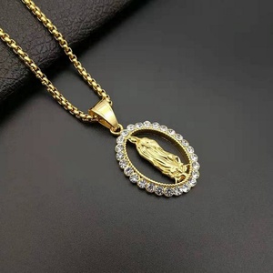 Joyería Unisex al por Mayor, Colgante de Virgen María en Acero Inoxidable Chapado en Oro - Product Image 4