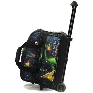 BSCI Factory Double Roller 2 Ball Bowling <b>Bag</b> with Large Separate Compartment for Bowling Shoes with <b>Wheels</b> & Retractable Handle - Product Image 6