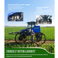 Pulverizador Agrícola Autopropulsado de 4 Ruedas para Campo, Jardín, Maíz, Pesticidas, con Brazo Hidráulico para Fumigación Agrícola