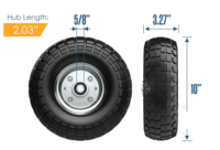 Houseables 10 pouces en caoutchouc solide bande de roulement sur noyau Gorilla Cart Pneus 4.10/3.50-4 Remplacement Garden Dolly Caster Wheels Flat Free