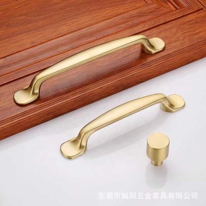 Pabrik grosir tombol kuningan pintu lemari padat menarik pintu kabinet tembaga murni Prancis menarik pintu gaya Cina baru lubang - Product Image 3