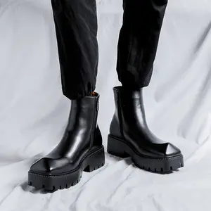 2024 Men's Martin Chelsea Knight Mid-Top Chimney Boots Trendy Ins British Style Rhino Horn Winter 3523-R Internet Celebrity