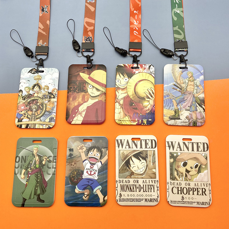 Name ID Badge Card Cover Anime Cool Cartoon One Luffy Piece Card Holder Lanyards Campus Student Anti-Lost Pendant Card Case Image 2