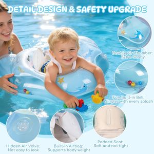 Flotteur de bain 2-en-1 pour bébé avec pare-soleil amovible UPF50+ et siège de sécurité réglable - Product Image 2