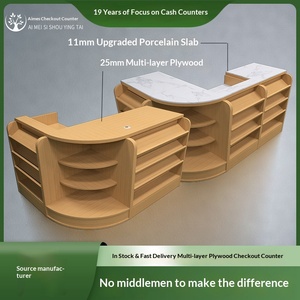 <span class=keywords><strong>Comptoir</strong></span> de caisse de supermarché moderne et simple, combiné pour magasin de proximité, en bois massif, idéal pour magasin maternelle et enfant, ou snack-bar - Product Image 3