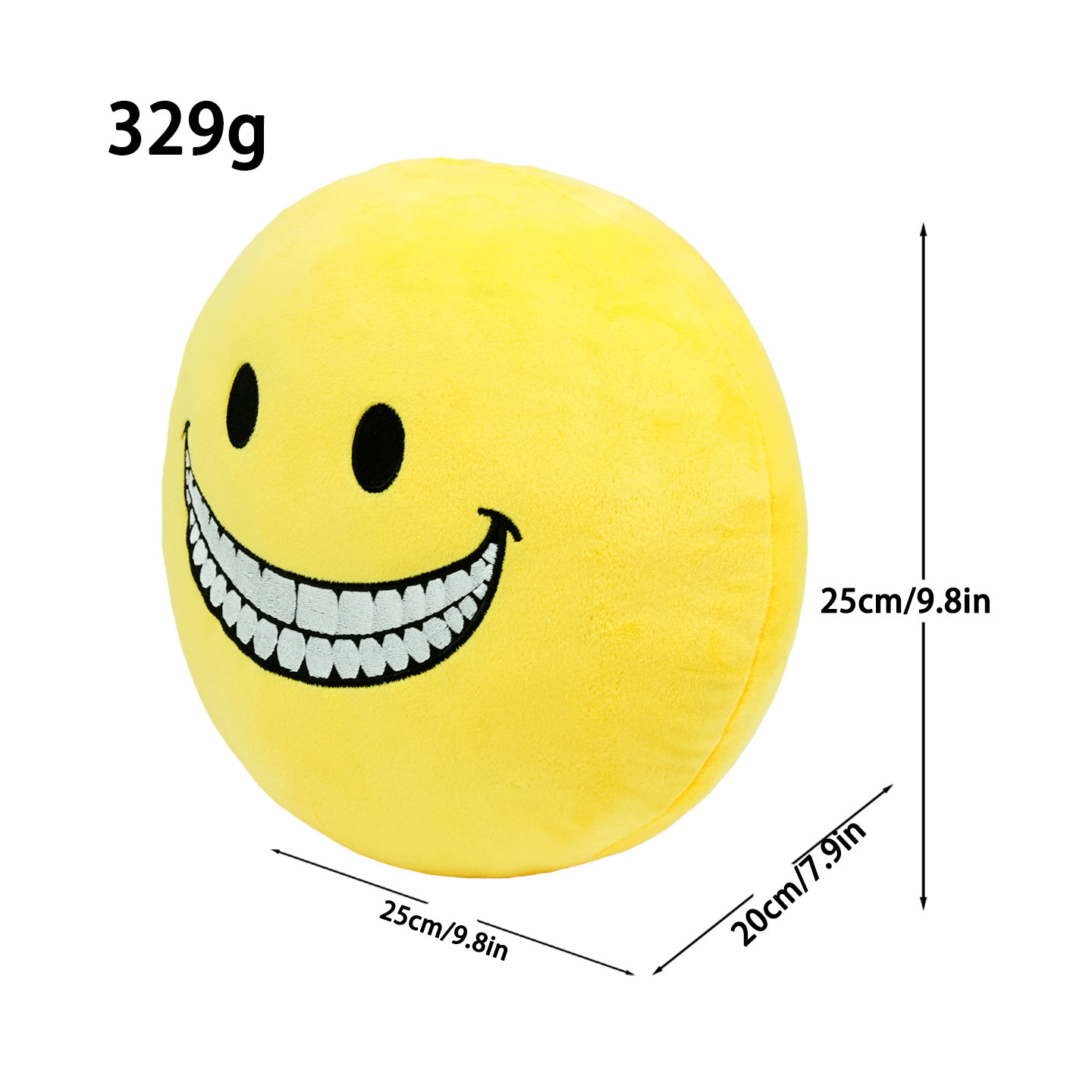 Coussin décoratif jaune à motif de dents blanches.