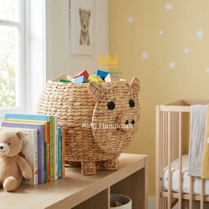 Panier de rangement multifonctionnel pour bébé en jacinthe d'eau, design cochon, écologique, prix abordable, pour enfants, du Vietnam - Product Image 2