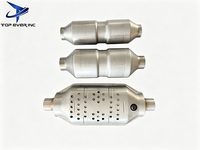 Convertidor Catalítico Universal de Acero Inoxidable de 3 Vías, Sustrato Metálico de Alto Flujo, Puerto para Sensor de O2, Control de Emisiones de Escape del Automóvil