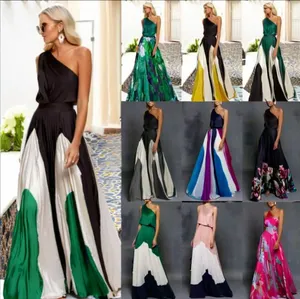 Vente en gros de robes longues pour femmes en coton/polyester pour l'été, vêtements en vrac à bas prix, sans marque, modèle QZ-089 - Product Image 4