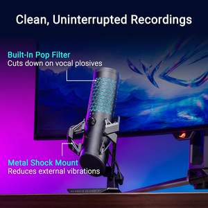 Microphone de jeu à condensateur RGB Rog Carnyx Noir Capsule 25 mm Alimentation USB Type-B 5V Unidirectionnel pour Gaming, Streaming et Podcasting - Product Image 3