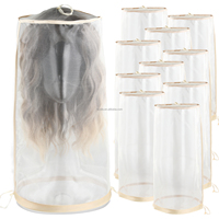 Sac de rangement transparent pour perruques, étanche, respirant et anti-poussière, avec cordon de serrage, pour accessoires capillaires domestiques