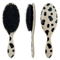 Brosse démêlante à poils de sanglier imprimée 3D motif léopard pour extensions de cheveux et perruques, personnalisable avec logo