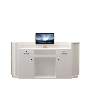 2026 New Best Selling Custom Reception Desk Beauty Salon Counter <b>Small</b> Reception <b>Table</b> Nail Salon Circular Reception Desk - Product Image 6