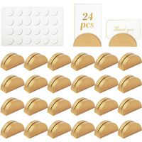 Porte-cartes de visite semi-circulaire en bois doré, style moderne, pour décoration de mariage, fête, restaurant, avec clips pour nom, photo, menu et numéro de table