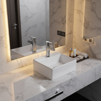 Lavabo rectangulaire en céramique artistique moderne, capacité 9L, pour hôtel, avec robinet à levier monotrou, garantie 5 ans