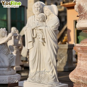 YOUFINE grandeur nature sculpté à la main religieux catholique décor naturel blanc extérieur marbre sainte famille blanc Statue Sculpture - Product Image 6