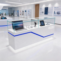 Support d'affichage en bois électrique pour téléphones portables et appareils électroniques - Éclairage LED, écologique, durable, dimensions personnalisables, utilisation en salon professionnel