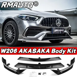 W206 AKASAKA Body Kit Front Bumper Lip <b>Splitter</b> Rear Spoiler Side Skirt Racing Grill for Mercedes Benz C Class W206 2022-2023 - Product Image 4
