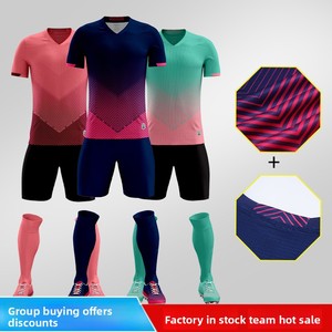 Vente directe d'usine - Ensemble d'uniformes de football pour les élèves du primaire/secondaire, les adultes et les enfants - Tissu en polyester à trous fins rayé - Product Image 1