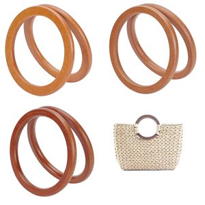 Túi Ví Tròn Bằng Gỗ Trang Trí Thay Thế Tay Cầm Cho Túi Đi Biển Thủ Công Túi Xách Tay Cầm Túi Macrame Market - Product Image 2