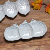 Assiette en céramique blanche gaufrée Citrouille, Relief 3D, Plateau de service pour la récolte d'automne, Thanksgiving, Halloween, Décoration de table et de maison
