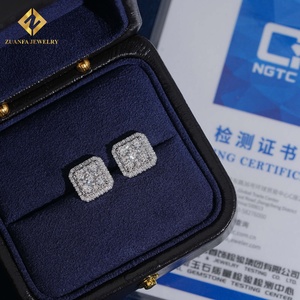 Pendientes de Diamantes Redondos con Corte Brillante para Mujer, Marca ZUANFA JEWELRY, con Certificado NGTC, Chapados en Plata 925, Joyería con Incrustaciones de Diamantes - Product Image 4