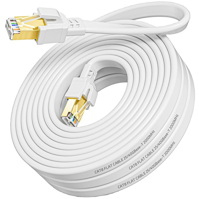 High-Speed 40Gbps 2000Mhz RJ45 Shielded CAT8 8-core Indoor Flat Network Cable 5m LAN Gaming PC Xbox SFTP Copper
