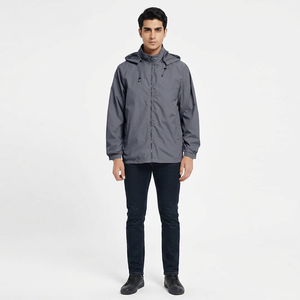 Autumn Casual Windproof Stand Collar Vintage Style Windbreaker Jackets with Zipper Front Logo - Product Image 1