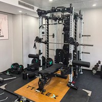 TT Flex Home Équipement de fitness multifonctionnel : Power Cage, Smith Machine, Rack à squats, Pile de poids en fer, pour exercices pectoraux et jambes, Unisexe