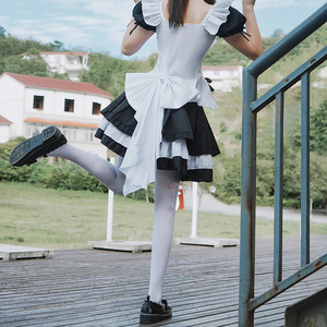 Japanese Style Black White Maid Dress Set for Women Spring 2025 Lolita Princess Costume Cosplay Outfit Accessories Skirt 14 - Product Image 4