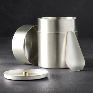 Boîte à matcha vide en acier inoxydable 304 de 150 g, écologique, avec double couvercle, étiquette privée personnalisée - Product Image 4