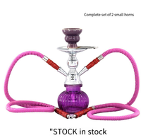 Chicha arabe complète en métal à double tuyau, design élégant, vente chaude, directement de l'usine