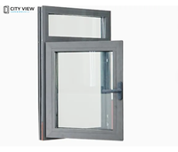 Fenêtre à auvent en aluminium à rupture de pont thermique certifiée CE, grand panneau de verre, style américain, pour maison, fenêtre à battant
