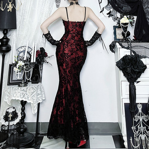 Z-5467 Abito Gotico con Blocchi di Colore, Nuovo Vestito Lungo Versatile e Sexy per Donna, Autunno - Product Image 4