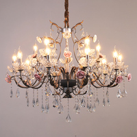 Suspension d'intérieur de luxe romantique Design floral plafonnier en verre salon décor de mariage lustre en cristal bougie