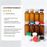 Flacon en verre ambré vide de 4 ml à 30 ml avec bouchon multicolore, flacon en verre scellé, fournisseur en gros