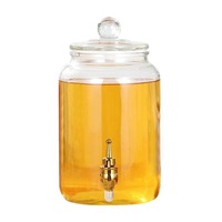Dispenser Minuman Kaca 1L 2L 3L 5 Liter dengan Keran, Dispenser Jus dengan Botol Kaca Kedap Udara Berulir dengan Tutup Tertutup Rapat, Kaleng Kosong