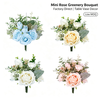 Bunga Peony Buatan Biru Putih Sutra, Bunga Hydrangea untuk Dekorasi Meja Tengah Pernikahan, Pesta, dan Rumah