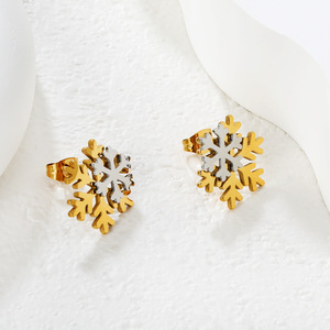 Ensemble de bijoux flocon de neige plaqué or 18 carats en alliage de zinc, collier et boucles d'oreilles, cadeau pour femme, accessoire de mode - Product Image 3