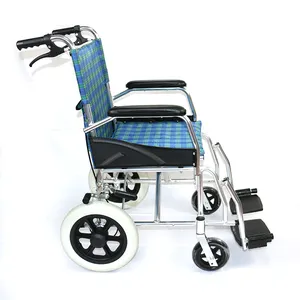 Kursi Roda Lipat Portabel Ringan Dapat Dilepas, Kursi Roda Aluminium dengan Sandaran Lipat Ringan